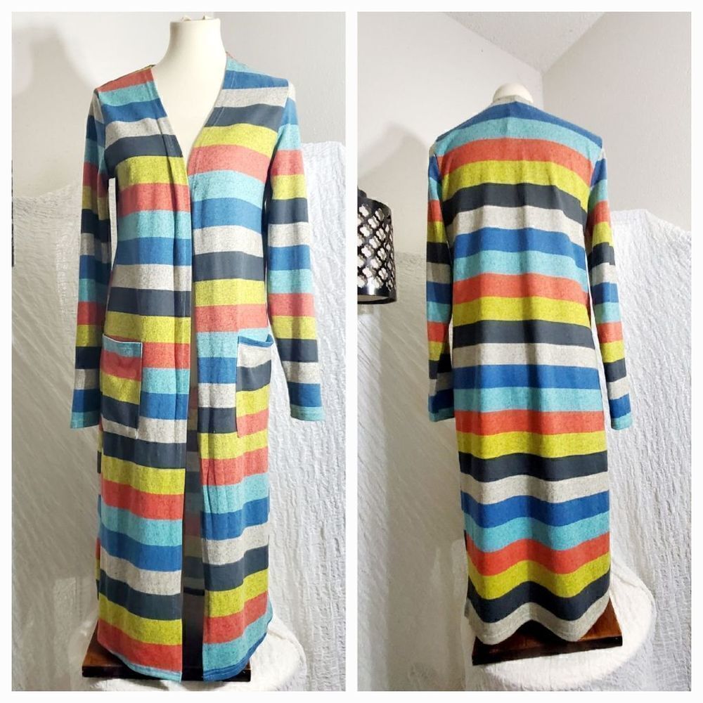 Grace & Emma NWOT Multi-colored Striped Cardigan Duster Size Small